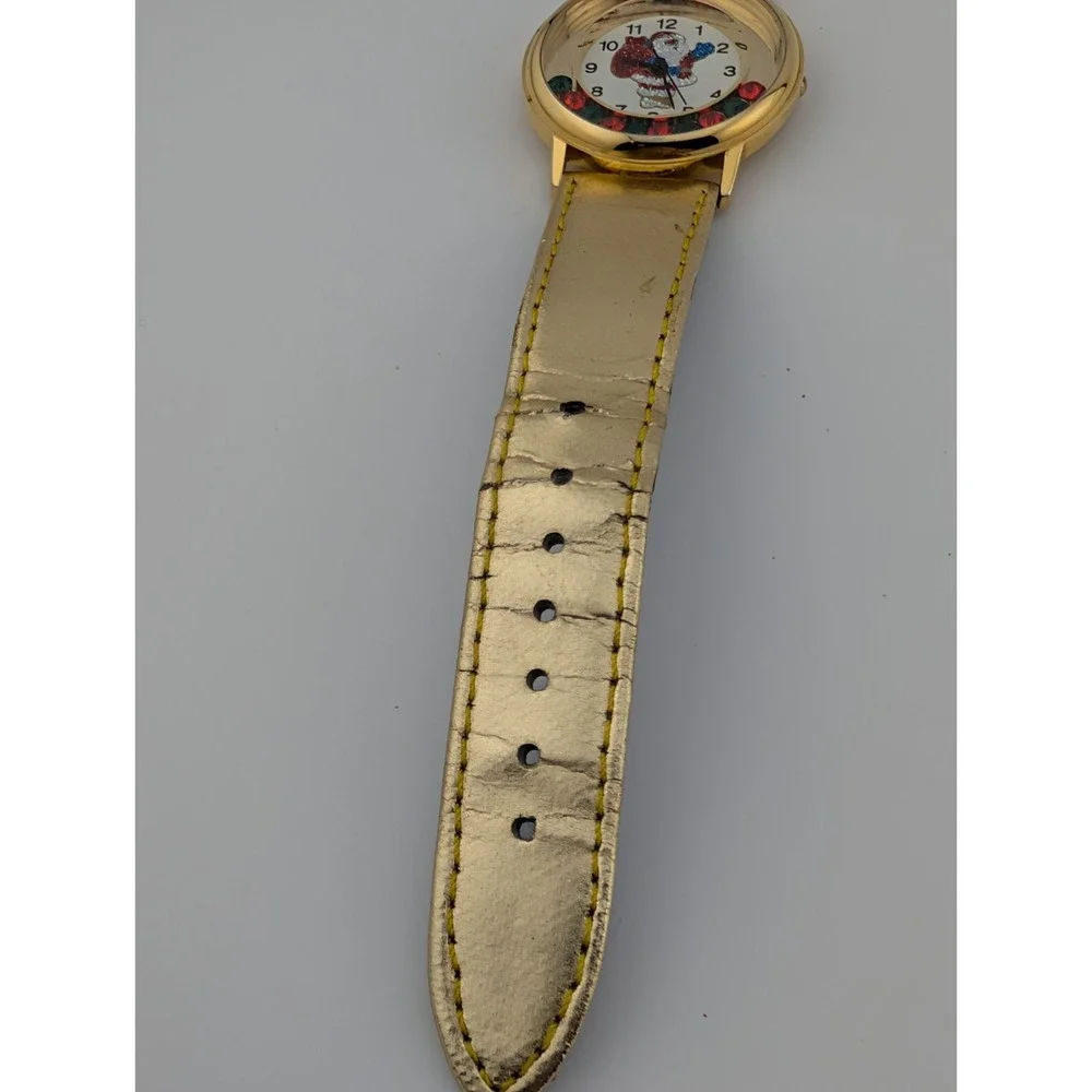 Festive Christmas Santa‎ Claus Watch Women 33mm Floating Crystals- New Battery